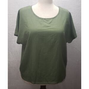 XL Olive Green Blouse • Lightweight Minimalist Summer Top